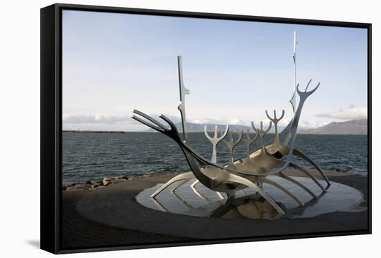 Sculpture of the Sun Voyager, the Harbour, Reykjavik, Iceland, Polar Regions-Ethel Davies-Framed Stretched Canvas