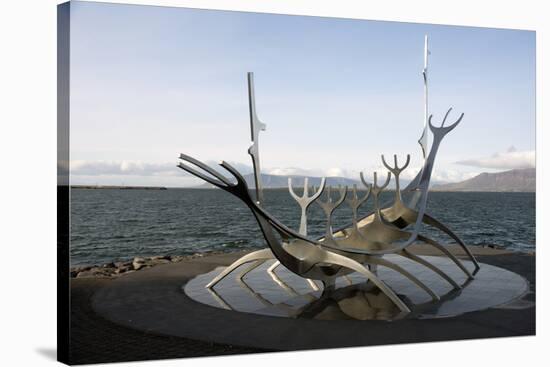 Sculpture of the Sun Voyager, the Harbour, Reykjavik, Iceland, Polar Regions-Ethel Davies-Stretched Canvas