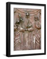 Sculpture of the Wedding of Joseph and Mary on the Door of the Annunciation Basilica-Godong-Framed Photographic Print