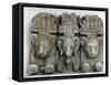 Sculpture of Three Animal Heads-null-Framed Stretched Canvas