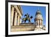 Sculpture of Tieck with the Theatre and Franzosisch (French) Church in the Background-Miles Ertman-Framed Photographic Print