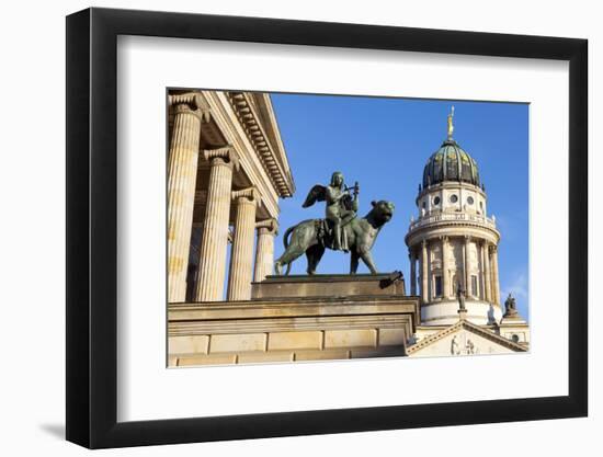 Sculpture of Tieck with the Theatre and Franzosisch (French) Church in the Background-Miles Ertman-Framed Photographic Print
