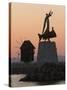 Sculpture on a Rock in the Harbour, Nesebar, Black Sea Coast, Bulgaria-Gavin Hellier-Stretched Canvas