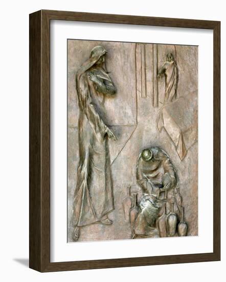 Sculpture on Door Depicting the Miracle of the Wedding at Cana, Annunciation Basilica-Godong-Framed Photographic Print