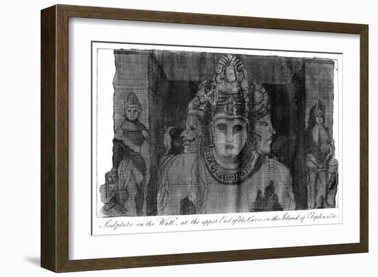Sculpture on the Wall at the Upper End of the Cave, Island of Elephanta, India, 1799-null-Framed Giclee Print