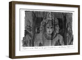 Sculpture on the Wall at the Upper End of the Cave, Island of Elephanta, India, 1799-null-Framed Giclee Print