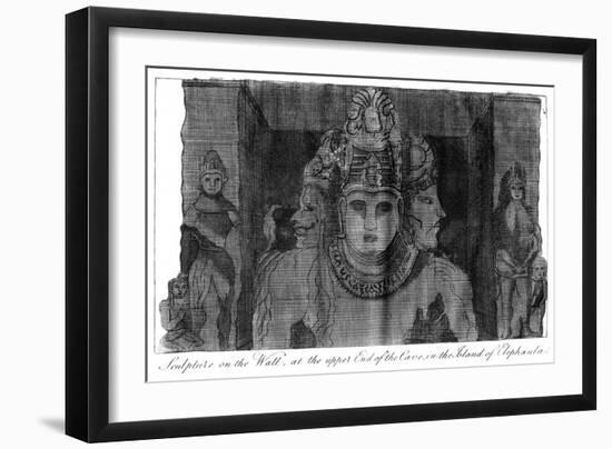 Sculpture on the Wall at the Upper End of the Cave, Island of Elephanta, India, 1799-null-Framed Giclee Print