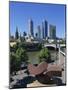 Sculpture on Yarra River Embankment and City Skyline, Melbourne, Victoria, Australia, Pacific-Hans Peter Merten-Mounted Photographic Print