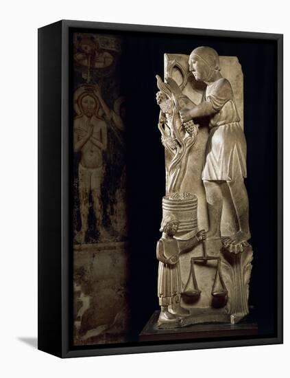 Sculpture Representing Month of September-Benedetto Antelami-Framed Stretched Canvas