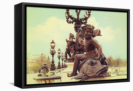 Sculptures On Pont Alexandre III-Cora Niele-Framed Stretched Canvas