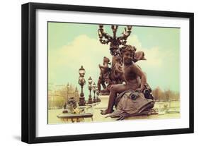 Sculptures On Pont Alexandre III-Cora Niele-Framed Giclee Print