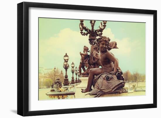 Sculptures On Pont Alexandre III-Cora Niele-Framed Premium Giclee Print