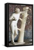 Sculpure of Apollo Sauroctone (Apollo the lizard-slayer).  Artist: Praxiteles-Praxiteles-Framed Stretched Canvas