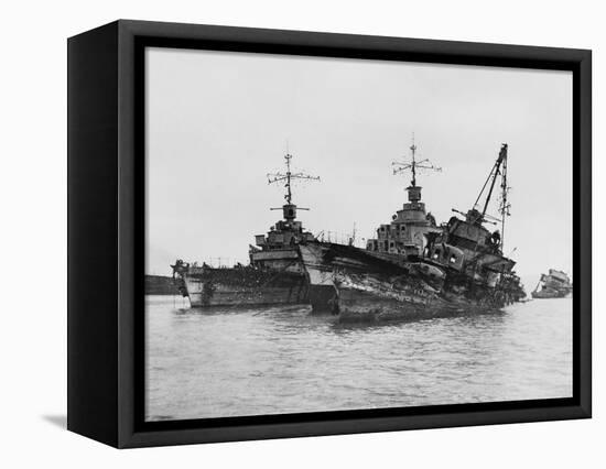 Scuttled French Warships, Toulon Harbor-null-Framed Stretched Canvas
