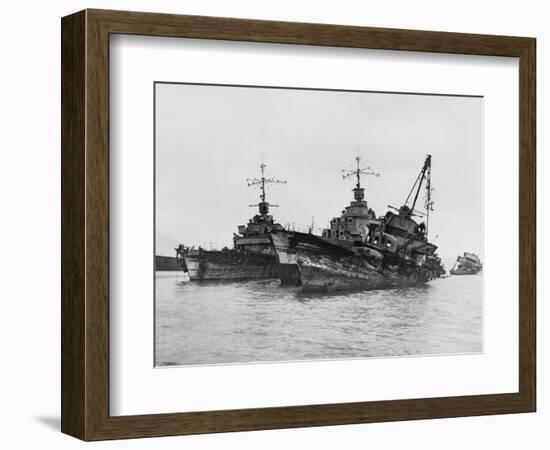 Scuttled French Warships, Toulon Harbor-null-Framed Photographic Print
