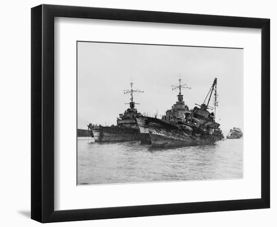 Scuttled French Warships, Toulon Harbor-null-Framed Photographic Print