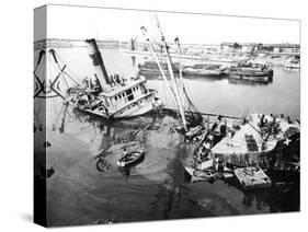 Scuttled Ship in Marseilles Harbour, France, C1945-1949-null-Stretched Canvas