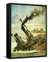 Scuttling the Great German Fleet at Scapa Flow-Graham Coton-Framed Stretched Canvas