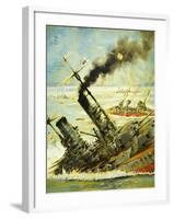 Scuttling the Great German Fleet at Scapa Flow-Graham Coton-Framed Giclee Print