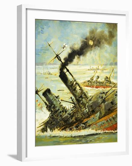 Scuttling the Great German Fleet at Scapa Flow-Graham Coton-Framed Giclee Print