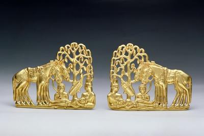Pair of Belt Clasps with Three Figures