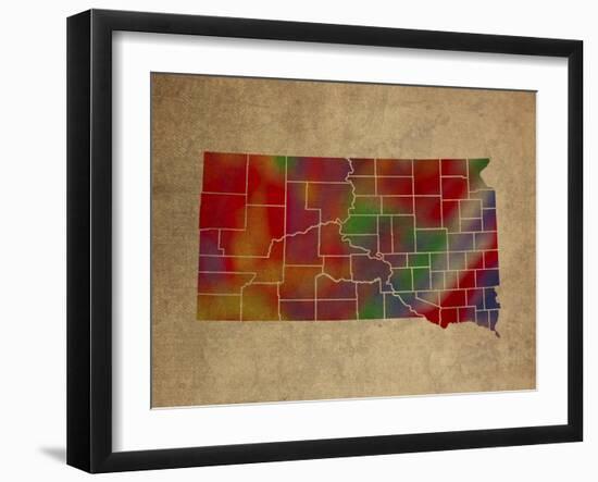 SD Colorful Counties-Red Atlas Designs-Framed Giclee Print