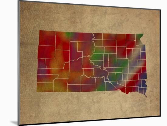 SD Colorful Counties-Red Atlas Designs-Mounted Giclee Print