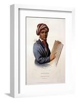 Se-Quo-Yah, Holding Cherokee Alphabet, 1828-null-Framed Photo