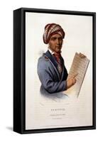 Se-Quo-Yah, Holding Cherokee Alphabet, 1828-null-Framed Stretched Canvas