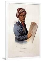 Se-Quo-Yah, Holding Cherokee Alphabet, 1828-null-Framed Photo