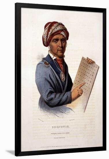 Se-Quo-Yah, Holding Cherokee Alphabet, 1828-null-Framed Photo