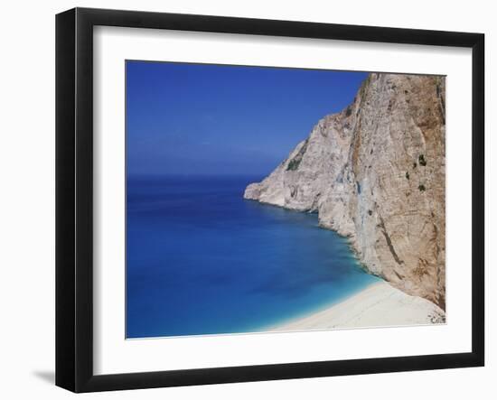 Sea and Cliffs at Shipwreck Cove on Kefalonia, Ionian Islands, Greek Islands, Greece, Europe-Lightfoot Jeremy-Framed Photographic Print