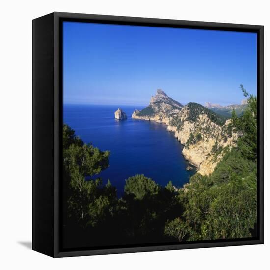 Sea and Cliffs by Cap De Formentor, Mallorca, Spain-John Miller-Framed Stretched Canvas