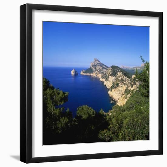 Sea and Cliffs by Cap De Formentor, Mallorca, Spain-John Miller-Framed Photographic Print