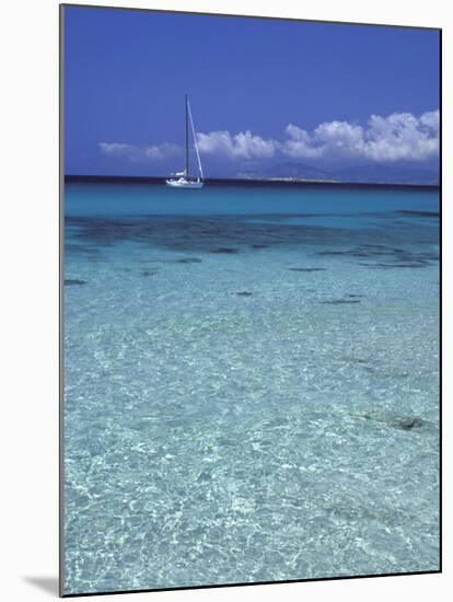 Sea and Sailing Boat, Formentera, Balearic Islands, Spain, Mediterranean, Europe-Vincenzo Lombardo-Mounted Photographic Print