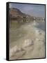Sea and Salt Formations with Hotels and Desert Cliffs Beyond, Dead Sea, Israel, Middle East-Simanor Eitan-Framed Stretched Canvas