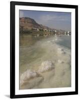 Sea and Salt Formations with Hotels and Desert Cliffs Beyond, Dead Sea, Israel, Middle East-Simanor Eitan-Framed Photographic Print