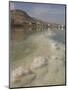 Sea and Salt Formations with Hotels and Desert Cliffs Beyond, Dead Sea, Israel, Middle East-Simanor Eitan-Mounted Photographic Print