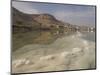 Sea and Salt Formations with Hotels and Desert Cliffs Beyond, Dead Sea, Israel, Middle East-Simanor Eitan-Mounted Photographic Print