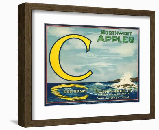 Sea Apple Label - Yakima, WA-Lantern Press-Framed Art Print