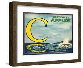 Sea Apple Label - Yakima, WA-Lantern Press-Framed Art Print