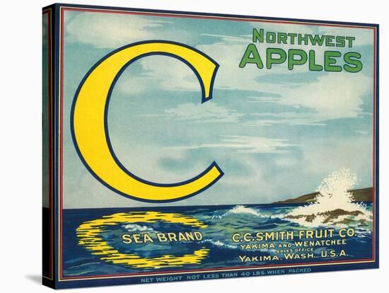 Sea Apple Label - Yakima, WA-Lantern Press-Stretched Canvas