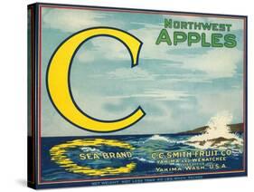 Sea Apple Label - Yakima, WA-Lantern Press-Stretched Canvas