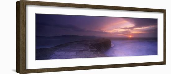 Sea at Dawn, the Cobb, Lyme Regis, Dorset, England-null-Framed Photographic Print