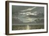 Sea at Night with Full Moon-English School-Framed Giclee Print