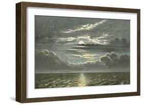 Sea at Night with Full Moon-English School-Framed Giclee Print