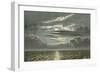 Sea at Night with Full Moon-English School-Framed Giclee Print