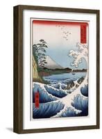 Sea at Satta in Suruga Province, Japanese Wood-Cut Print-Lantern Press-Framed Art Print