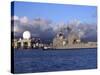 Sea Based X-Band Radar Dome Modeled by the Setting Sun at Pearl Harbor Naval Shipyard-Stocktrek Images-Stretched Canvas