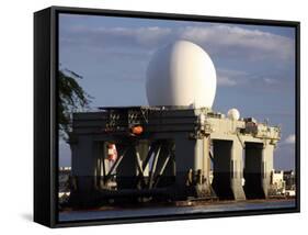 Sea Based X-band Radar Dome Modeled by the Setting Sun at Pearl Harbor Naval Shipyard-Stocktrek Images-Framed Stretched Canvas